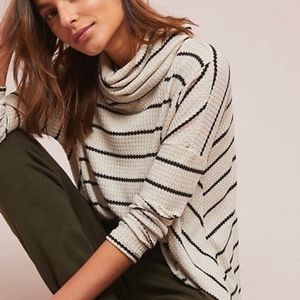 Anthropologie Eri + Ali Striped Cowl Neck Pullover Top M Flowy Casual Neutral